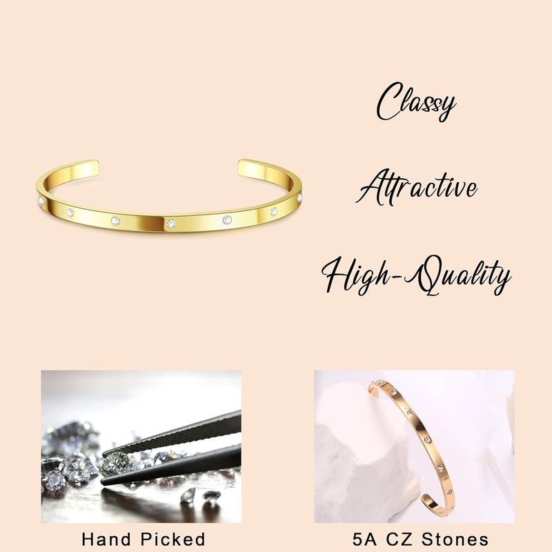 Fansilver 14K Gold Bracelets for Women Trendy Bangle Cuff Chain Bracelets Set Gold Plated Paperclip Bead Tennis Bracelet Chunky Gold Filled Bracelet Stack 3/4PCS - Image 5